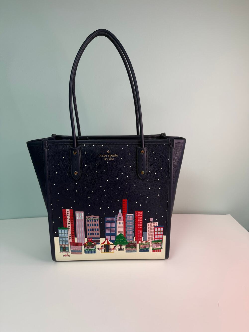 NWT! Kate Spade Ella Winter Wonders Top Handle Tote - Navy - RARE!